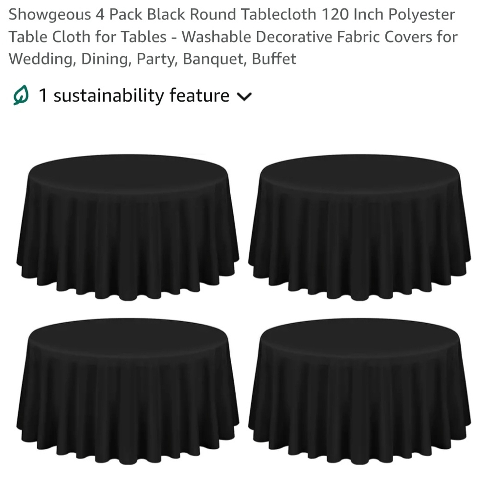 Black Round Tablecloth Set